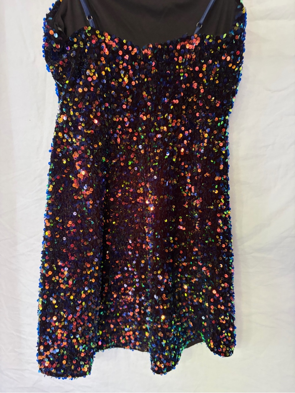 Hello Molly Multi-Color Sequin Mini Dress Sparkly Spaghetti Strap Party Size XS - Picture 13 of 15